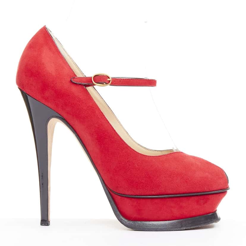 Yves Saint Laurent Tribute Maryjane Red Suede Very good condition - Back View