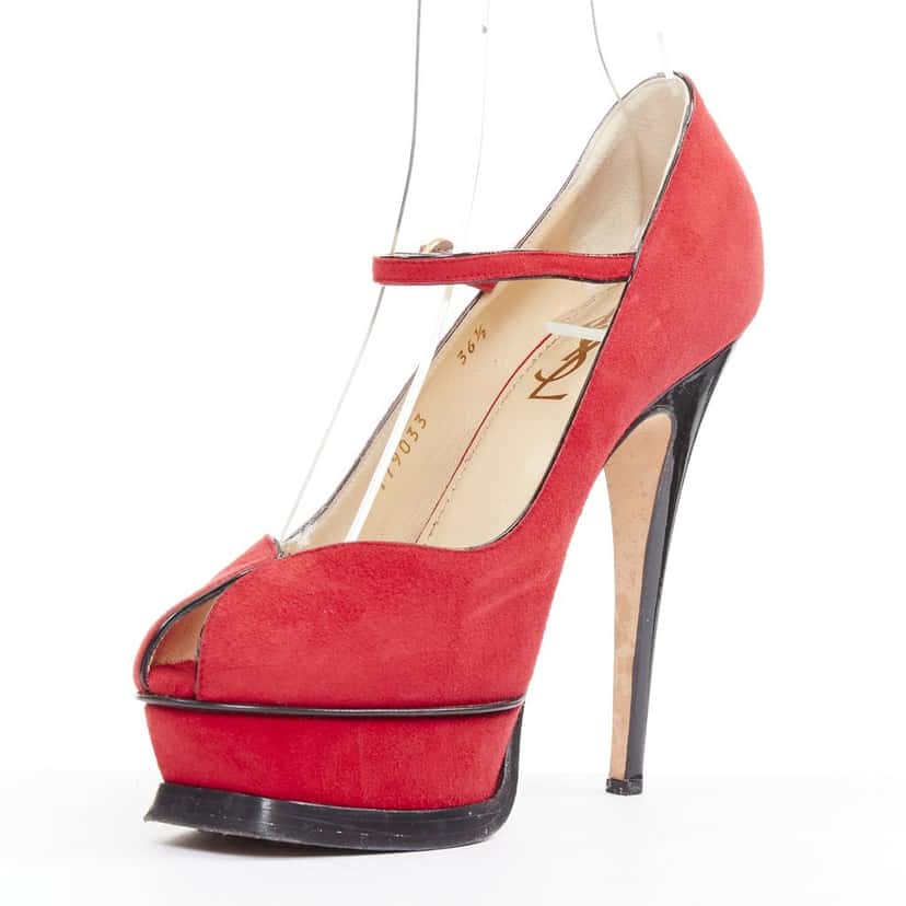 Yves Saint Laurent Tribute Maryjane Red Suede Very good condition - Model View