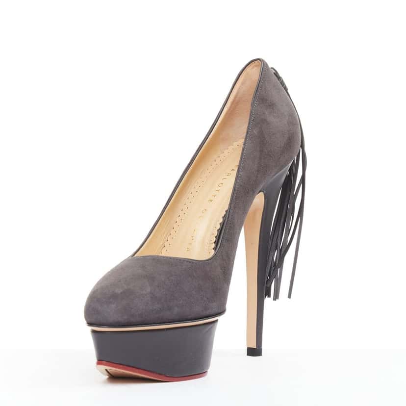 Charlotte Olympia Dark Horse Grey Suede Very good condition - Model View