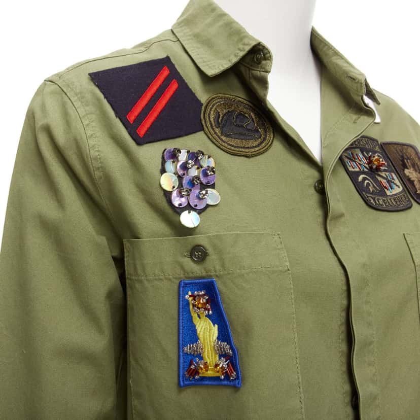 MR & MRS ITALY Military Safari Shirt Green Cotton Very good condition - Back View