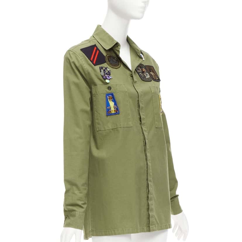 MR & MRS ITALY Military Safari Shirt Green Cotton Very good condition - Inside View