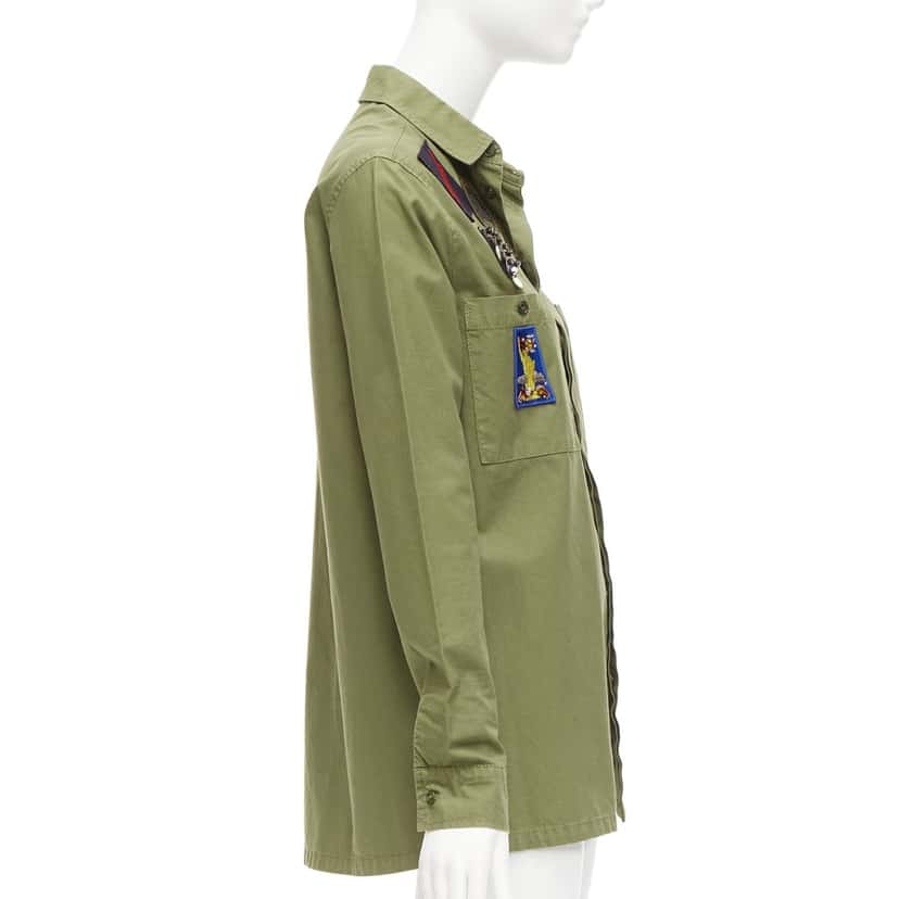 MR & MRS ITALY Military Safari Shirt Green Cotton Very good condition - Model View