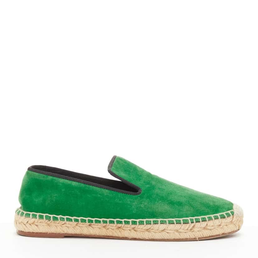Celine Tweed Toe Espadrilles Green Suede Good condition - Front View