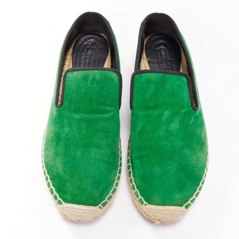 Celine Tweed Toe Espadrilles Green Suede Good condition - Back View