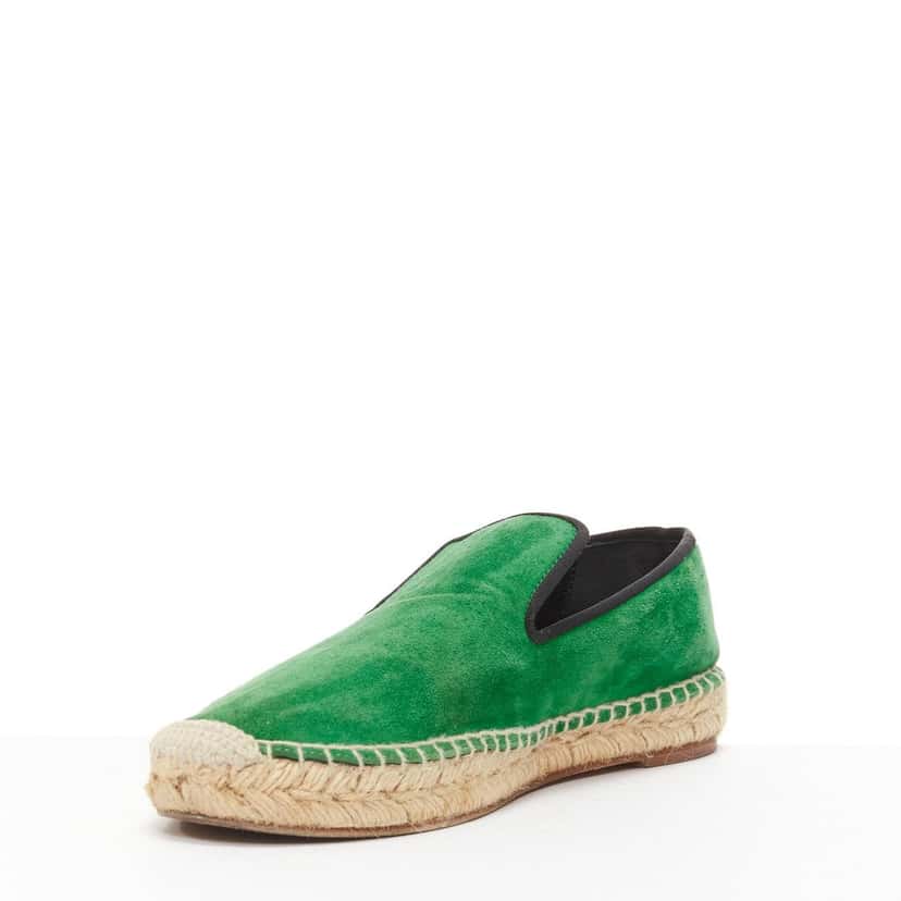 Celine Tweed Toe Espadrilles Green Suede Good condition - Model View