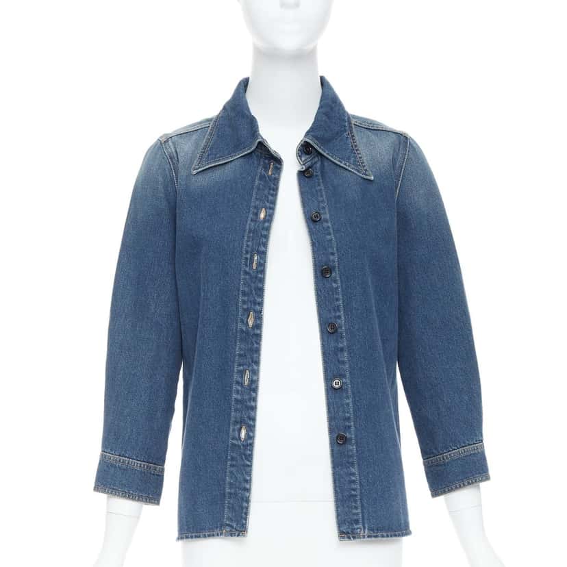 Chloe Blue Cropped Denim Shirt Blue Cotton Never worn - Front View