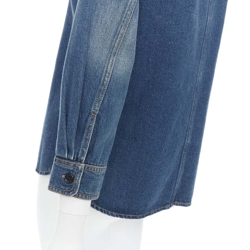 Chloe Blue Cropped Denim Shirt Blue Cotton Never worn - Back View