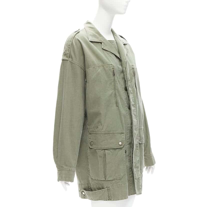 Limi Feu Green Utility Parka Coat Green Cotton Never worn, with tag - Model View