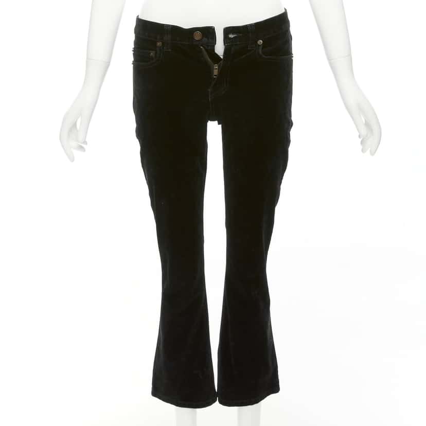 Saint Laurent Velvet Cropped Pants Black Cotton Fair condition - Front View