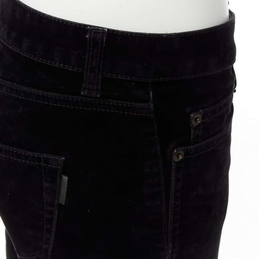 Saint Laurent Velvet Cropped Pants Black Cotton Fair condition - Back View
