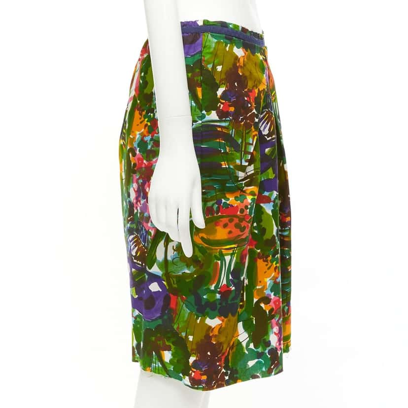 Marni Floral Pleat Skirt MultiColor Cotton Very good condition - Model View