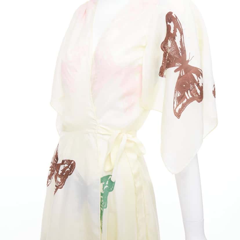 Jesse Kamm Butterfly Wrap Dress Ecru Silk Very good condition - Back View