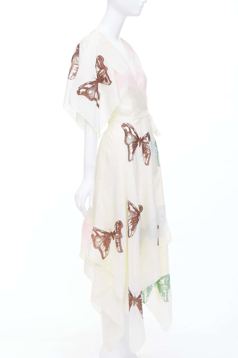 Jesse Kamm Butterfly Wrap Dress Ecru Silk Very good condition - Inside View