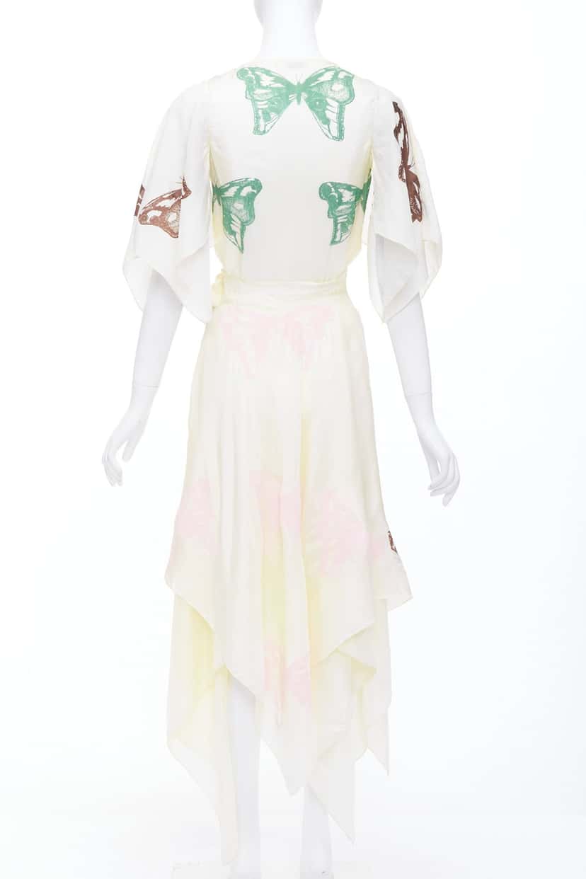 Jesse Kamm Butterfly Wrap Dress Ecru Silk Very good condition - Box View
