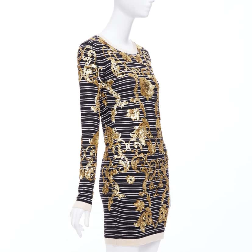 Markus Lupfer Striped Sweater Dress Black Wool Never worn - Inside View