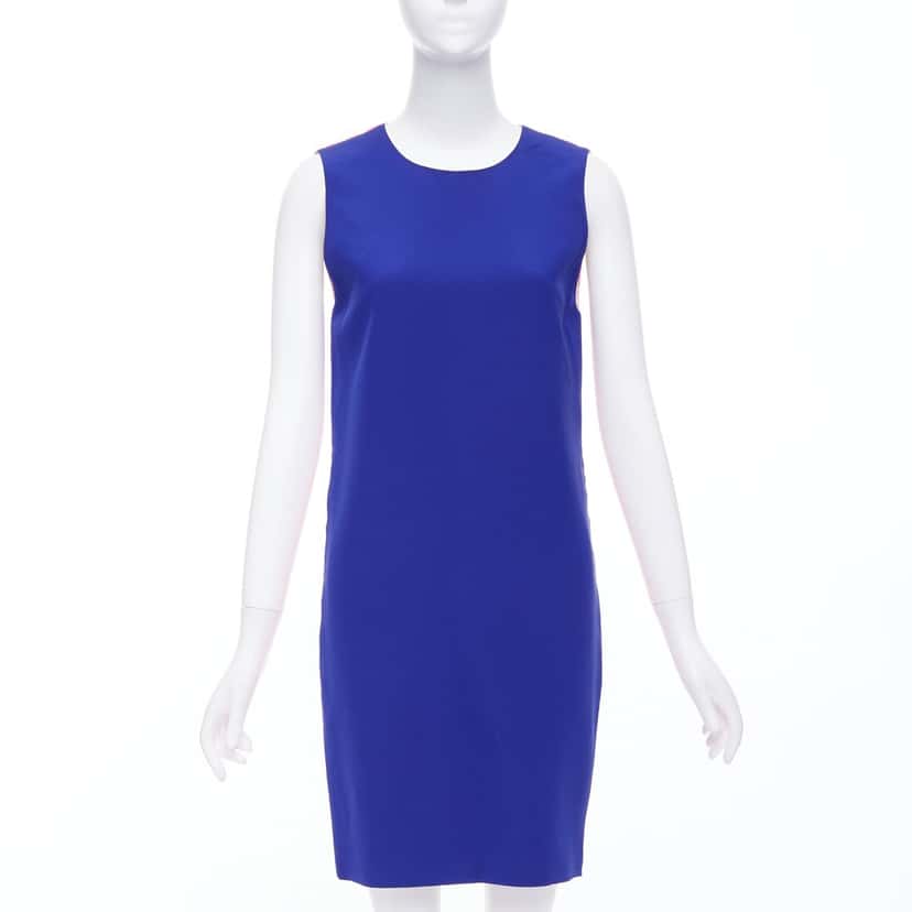 Fausto Puglisi Geometric Print Dress Blue Silk Never worn - Back View