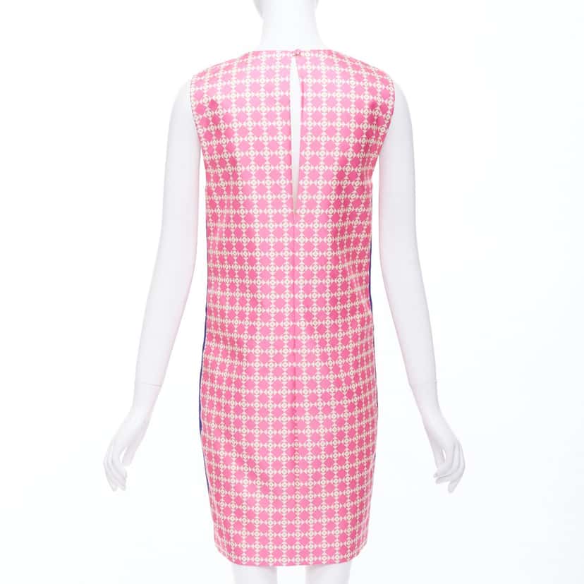 Fausto Puglisi Geometric Print Dress Blue Silk Never worn - Model View