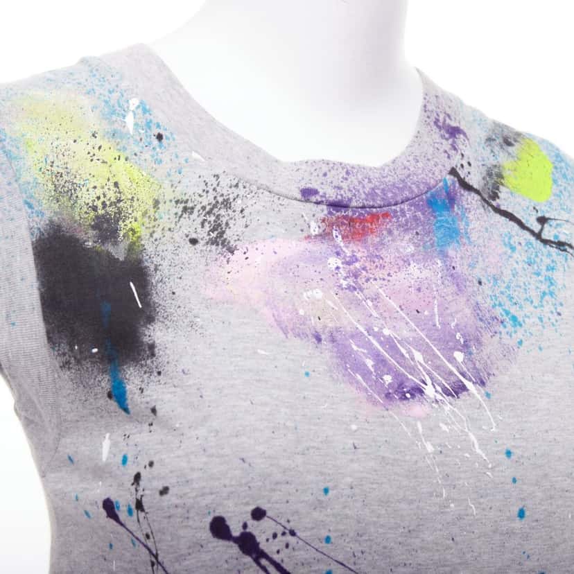 DOLCE & GABBANA Painted Tank Top Grey Cotton Never worn - Back View