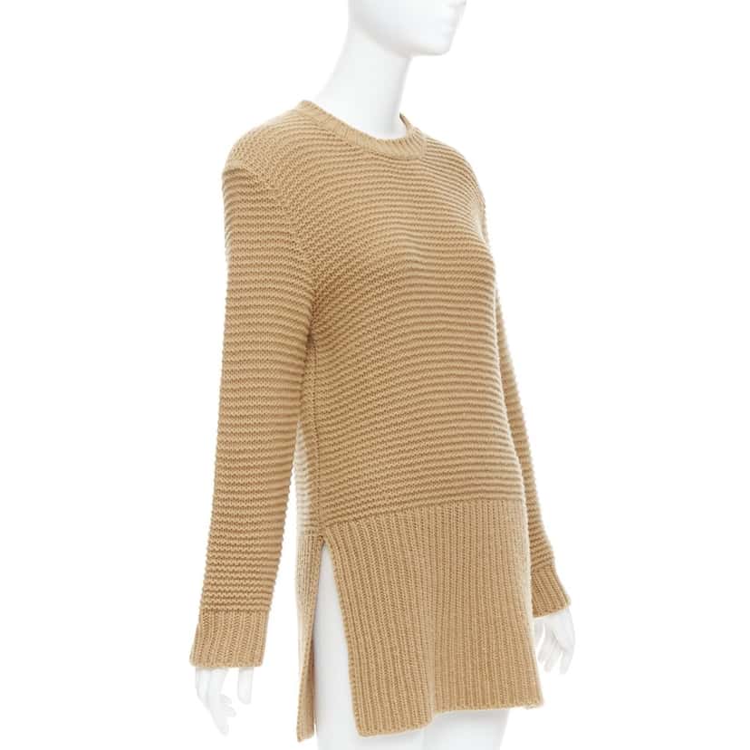 Marni Contrasting Ribbed Sweater Camel Wool Never worn - Front View