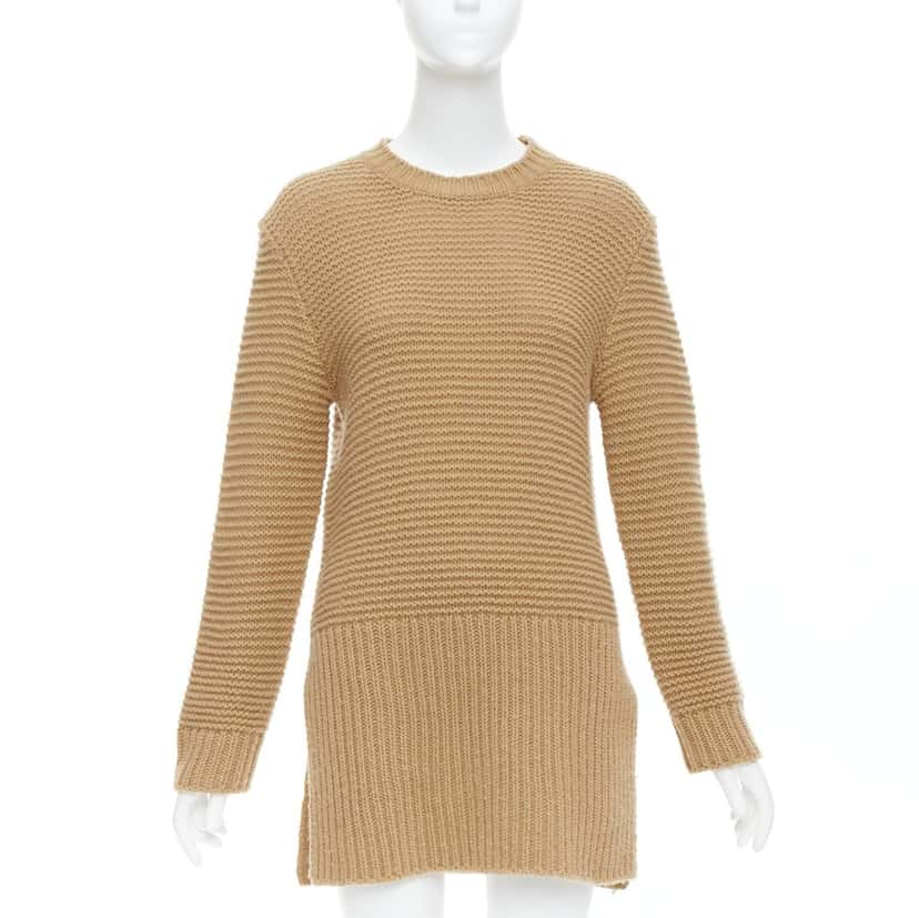 Marni Contrasting Ribbed Sweater Camel Wool Never worn - Inside View