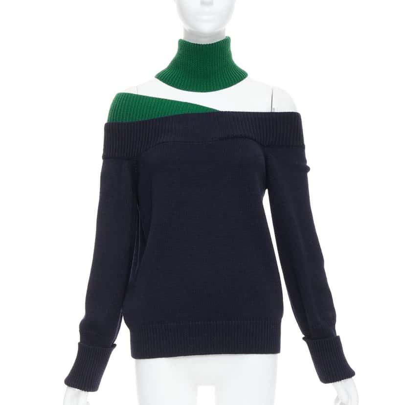 Monse Asymmetric Cut Out Sweater Green Wool Very good condition - Front View