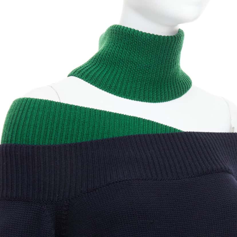 Monse Asymmetric Cut Out Sweater Green Wool Very good condition - Back View