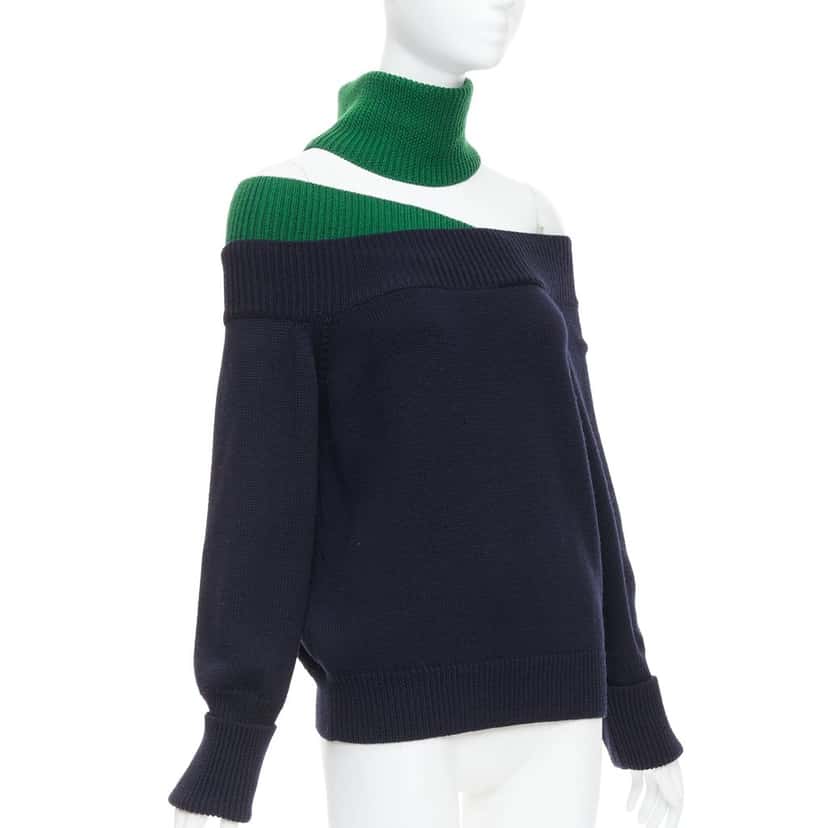 Monse Asymmetric Cut Out Sweater Green Wool Very good condition - Inside View