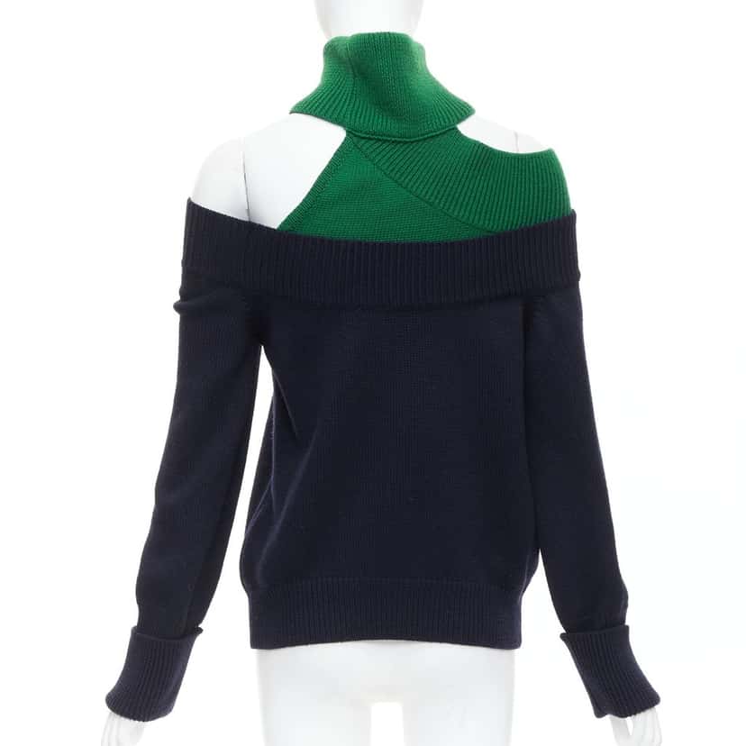Monse Asymmetric Cut Out Sweater Green Wool Very good condition - Box View