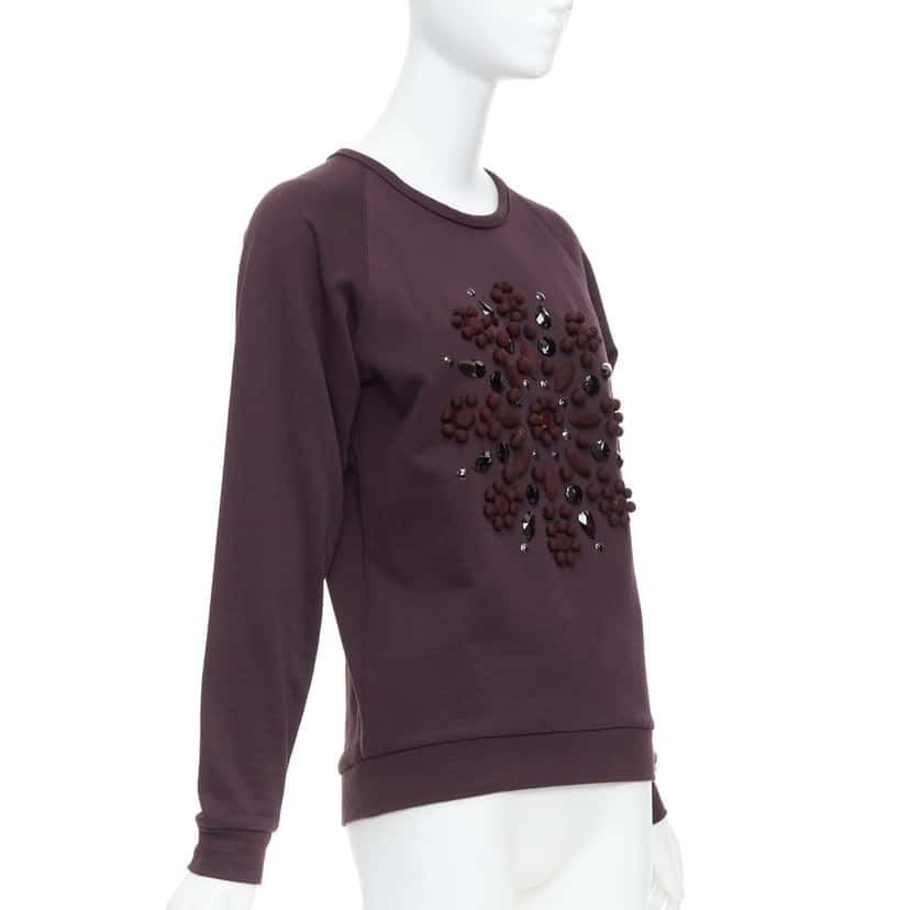 Lanvin Crystal Embellished Pullover Burgundy Cotton Very good condition - Inside View