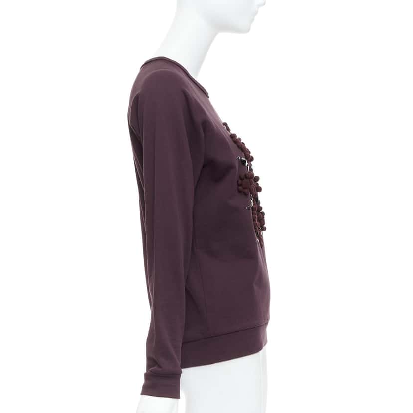 Lanvin Crystal Embellished Pullover Burgundy Cotton Very good condition - Model View