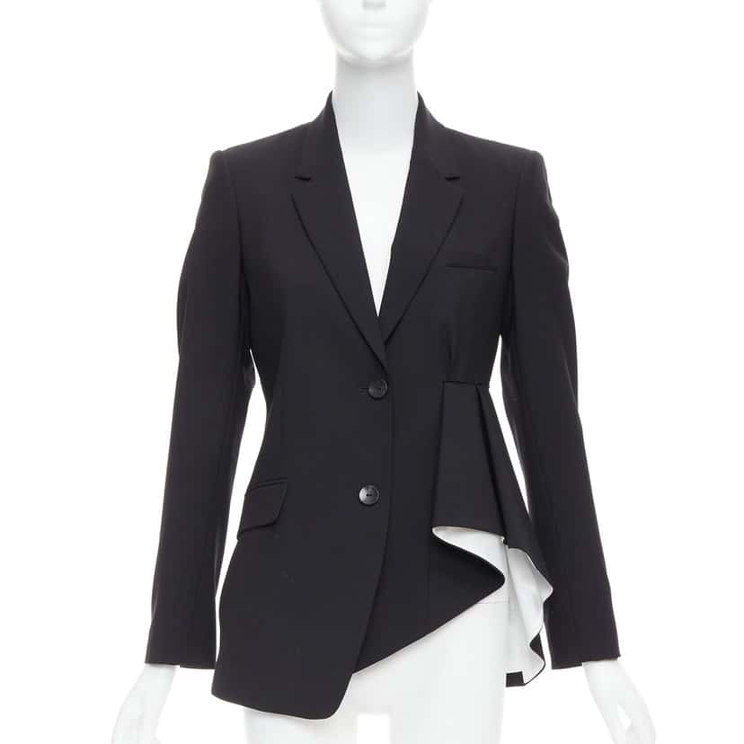 Theory Black Pleated Side Blazer Black Wool Good condition - Front View