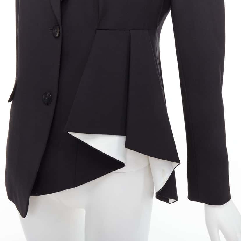 Theory Black Pleated Side Blazer Black Wool Good condition - Back View