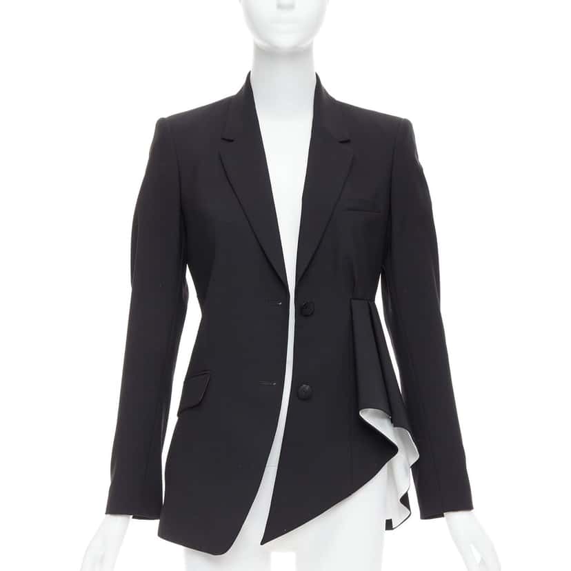 Theory Black Pleated Side Blazer Black Wool Good condition - Inside View