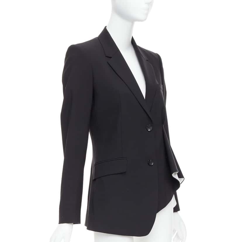 Theory Black Pleated Side Blazer Black Wool Good condition - Model View