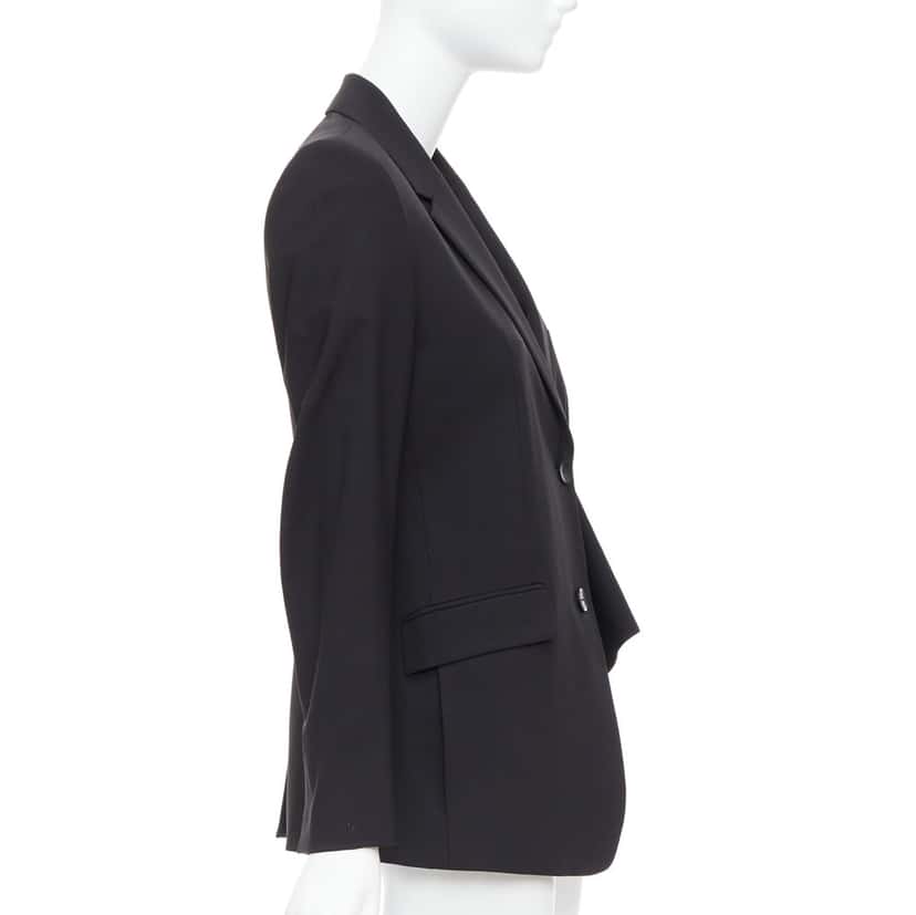 Theory Black Pleated Side Blazer Black Wool Good condition - Box View