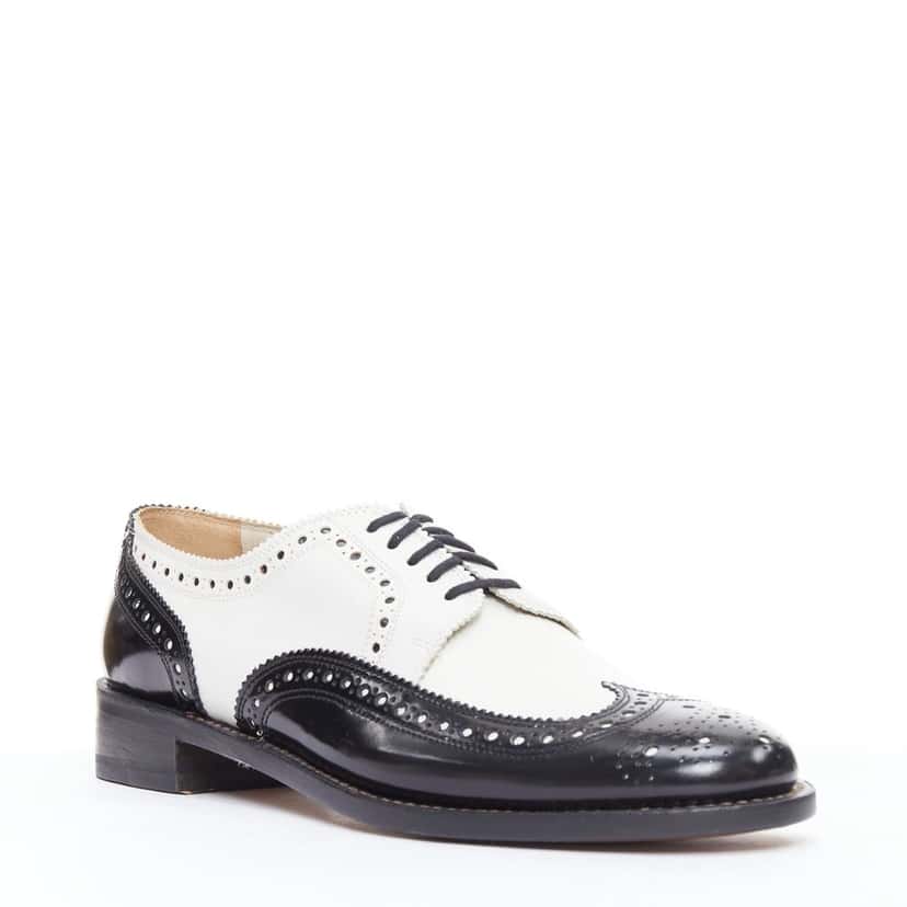 Robert Clergerie Bicolor Derby Brogue Black Leather Very good condition - Back View