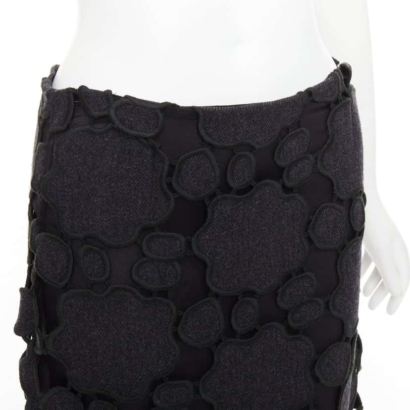 Miu Miu Cloud Embroidery Skirt Grey Wool Never worn - Back View