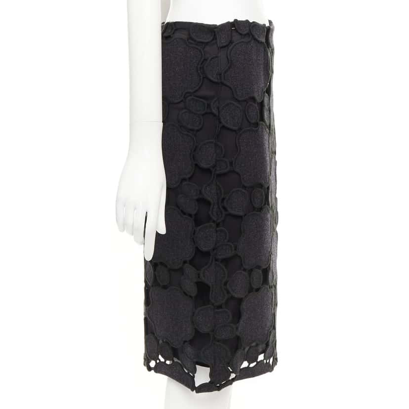 Miu Miu Cloud Embroidery Skirt Grey Wool Never worn - Model View