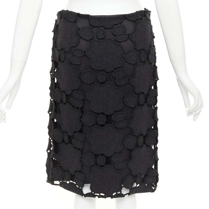 Miu Miu Cloud Embroidery Skirt Grey Wool Never worn - Box View