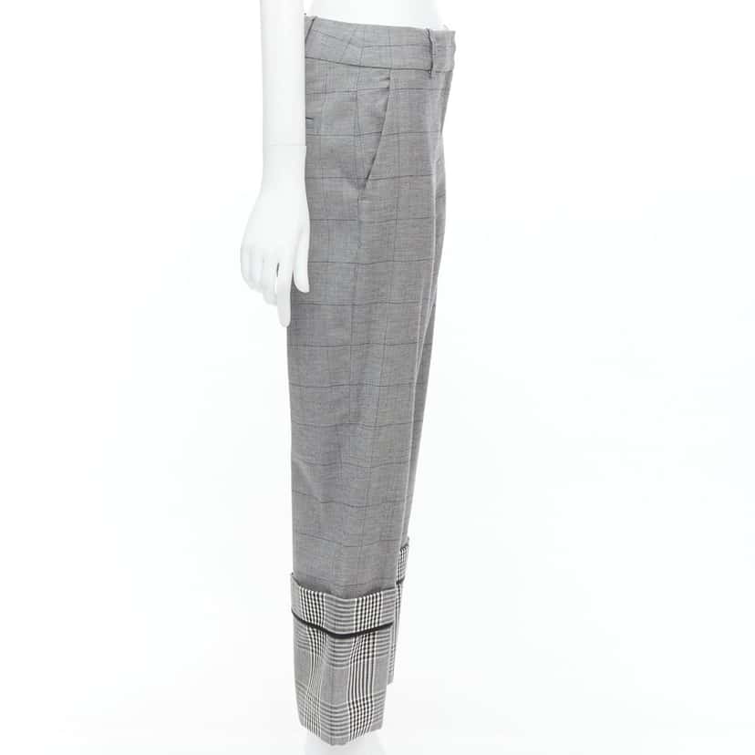 Monse Checkered Hem Pants Grey Wool Never worn - Model View