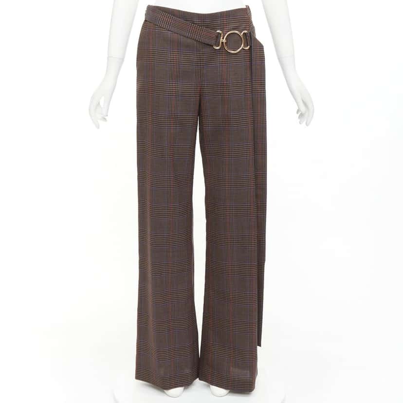Monse Checkered Wide Pants Brown Wool Very good condition - Front View