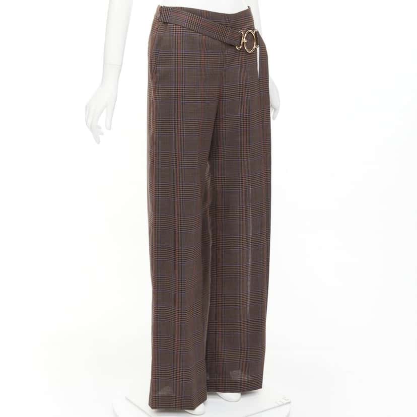 Monse Checkered Wide Pants Brown Wool Very good condition - Inside View