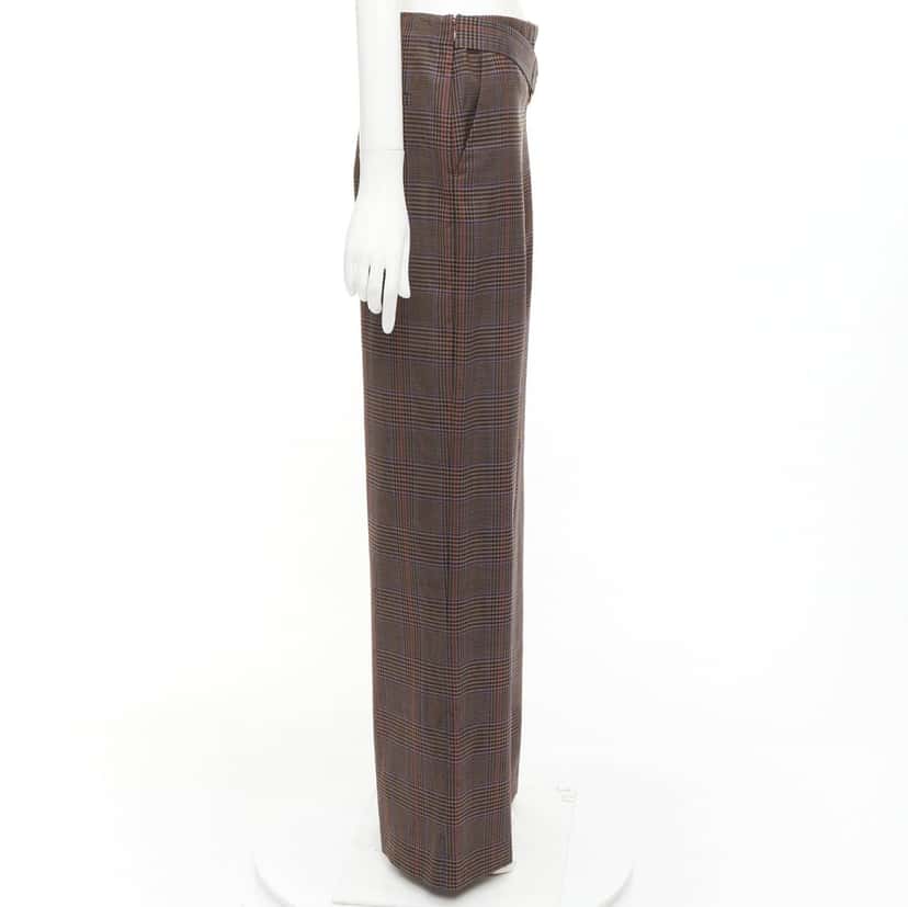 Monse Checkered Wide Pants Brown Wool Very good condition - Model View