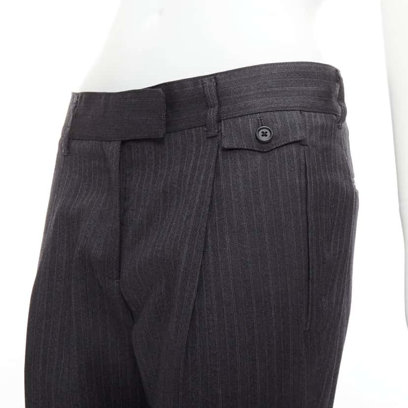 Prada Pinstripe Cuffed Pants Grey Wool Never worn - Back View