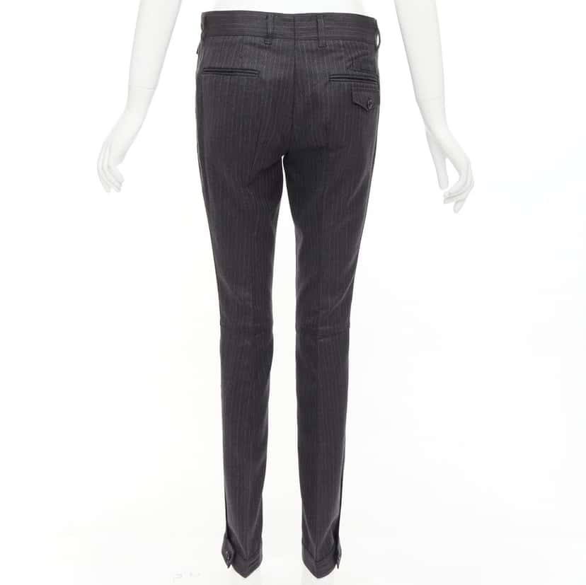 Prada Pinstripe Cuffed Pants Grey Wool Never worn - Box View