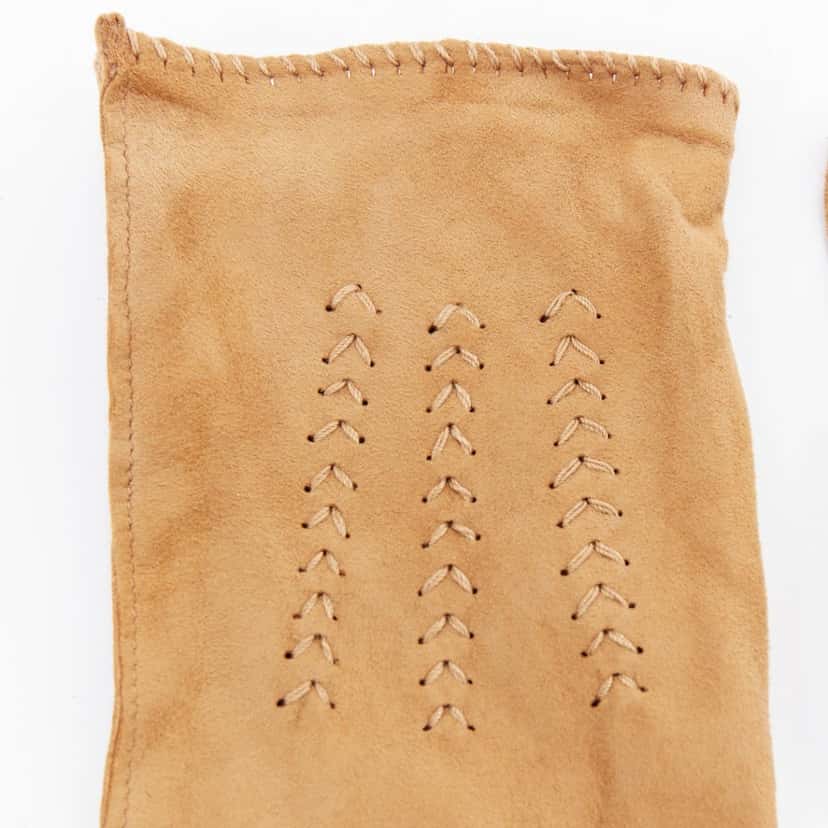 Giorgio Armani Satin Evening Gloves Brown Suede Good condition - Inside View