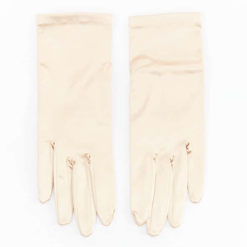 Giorgio Armani Long Satin Gloves Gold Silk Very good condition - Front View