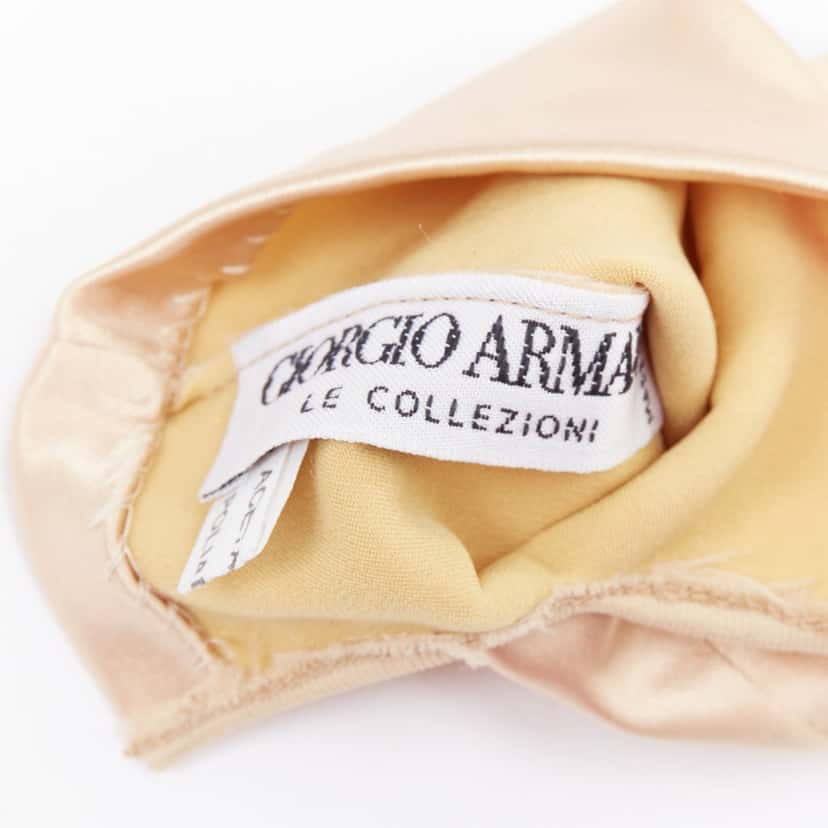 Giorgio Armani Long Satin Gloves Gold Silk Very good condition - Box View