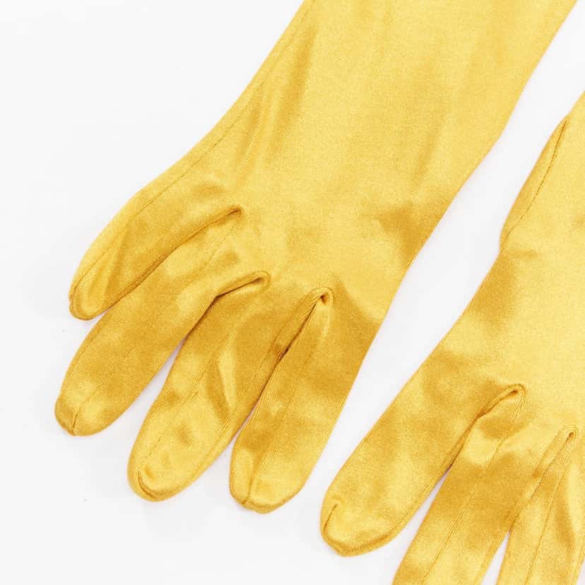 NON SIGNE / UNSIGNED Tan Stud Gloves Gold Very good condition - Inside View