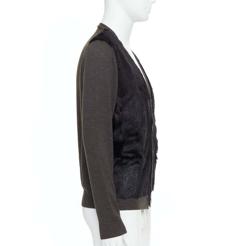 Lanvin Fur Panel Cardigan Black Never worn - Box View